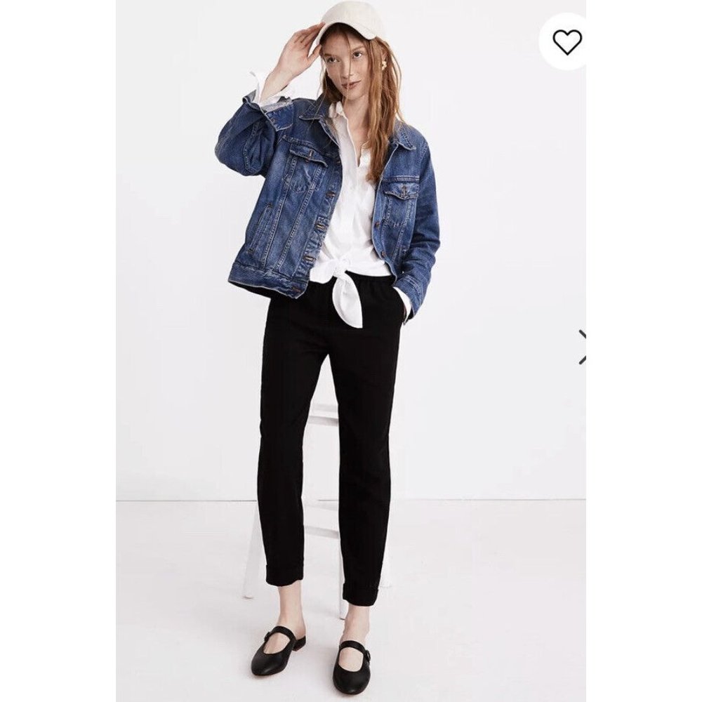 Madewell Black Pull On Cuffed Black Track Trousers Medium